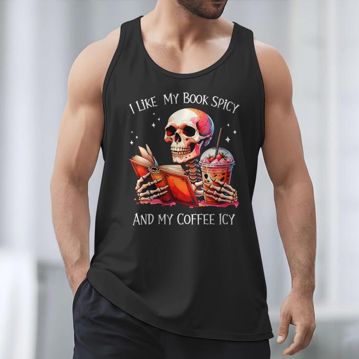 I Like My Books Spicy And My Coffee Icy Skeleton Men Tank Top