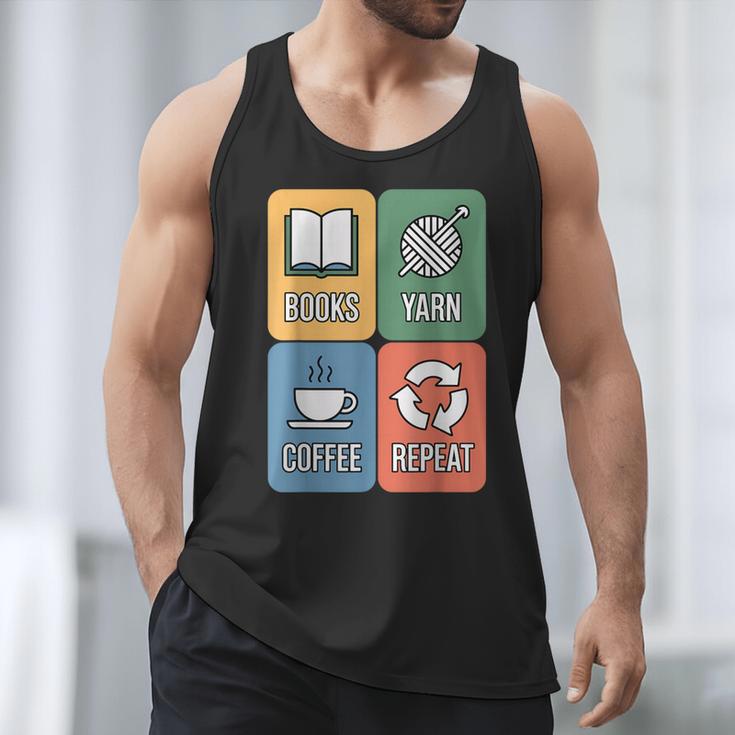 Books Yarn Coffee Repeat Crocheting Men Tank Top Books Yarn Coffee Repeat Crocheting Men Tank Top