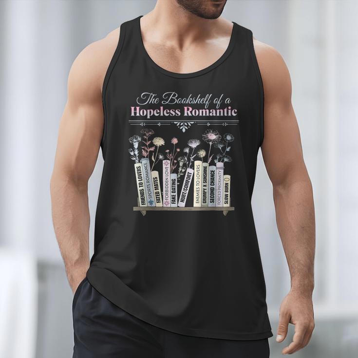 The Bookshelf Of a Hopeless Romantic Rom-Com Reading Bookish Men Tank Top