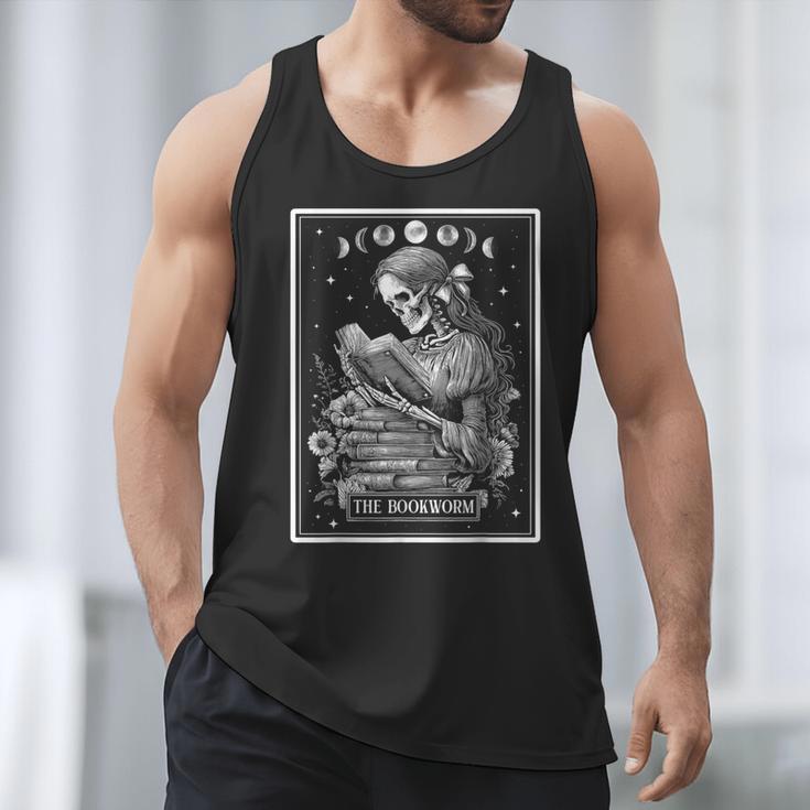 The Bookworm Book Reader Reading Tarot Card Witchy Moon Men Tank Top