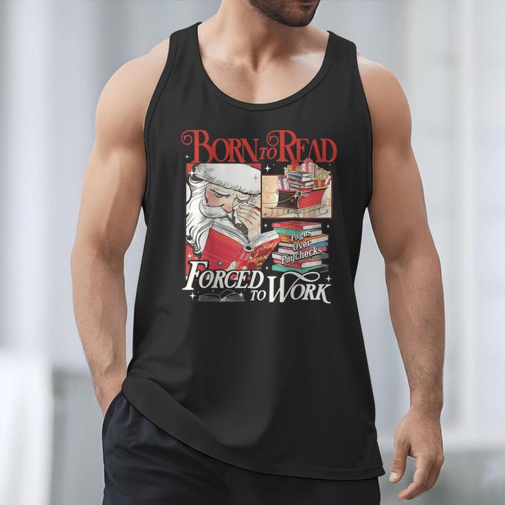 Born To Read Forced To Work Santa Christmas Book Lover Retro Men Tank Top