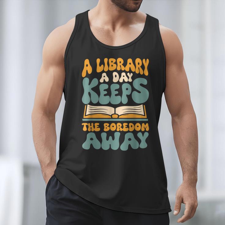 Borrow Books A Library A Day Keeps The Boredom Away Reading Men Tank Top