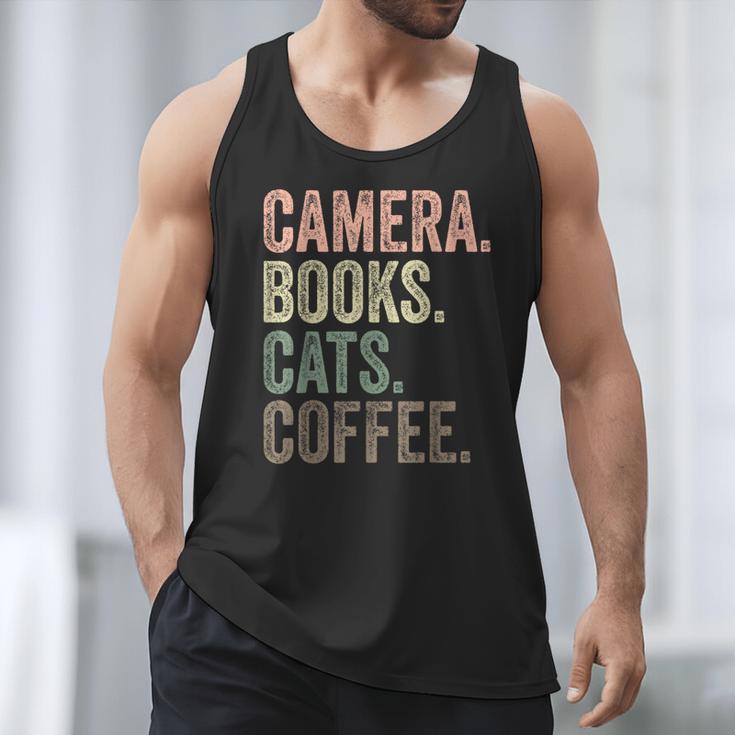 Camera Books Cats And Coffee Lover Photography Men Women Men Tank Top