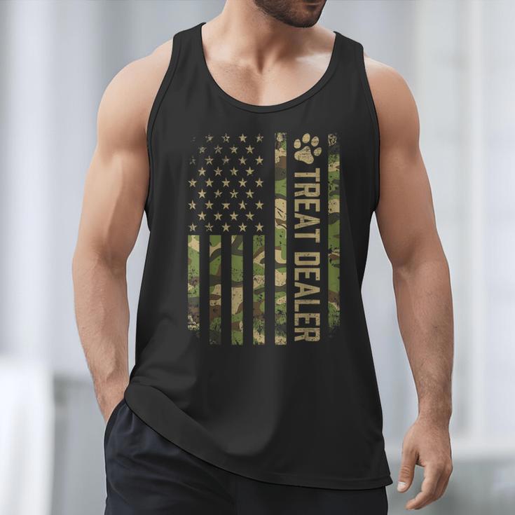 Camo Cat Treat Dealer American Flag US Cat Dad 4th Of July For Men Women Men Tank Top