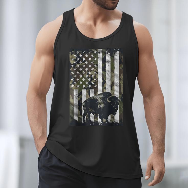 Camo USA Flag Bison Camouflage Hunting Wildlife Hunter Dad Men Tank Top Camo USA Flag Bison Camouflage Hunting Wildlife Hunter Dad Men Tank Top
