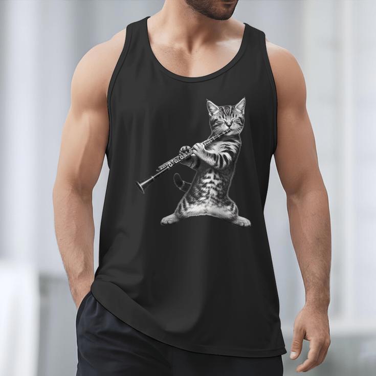 Cat Playing The Clarinet For Cat Lover Cat Mom Cat Dad Men Tank Top