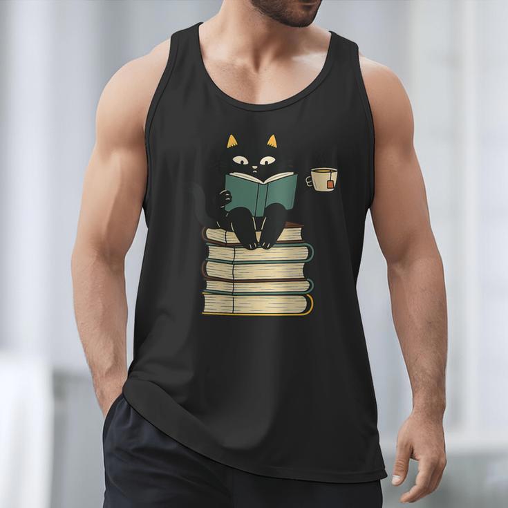 Cat Reading Book Men Tank Top