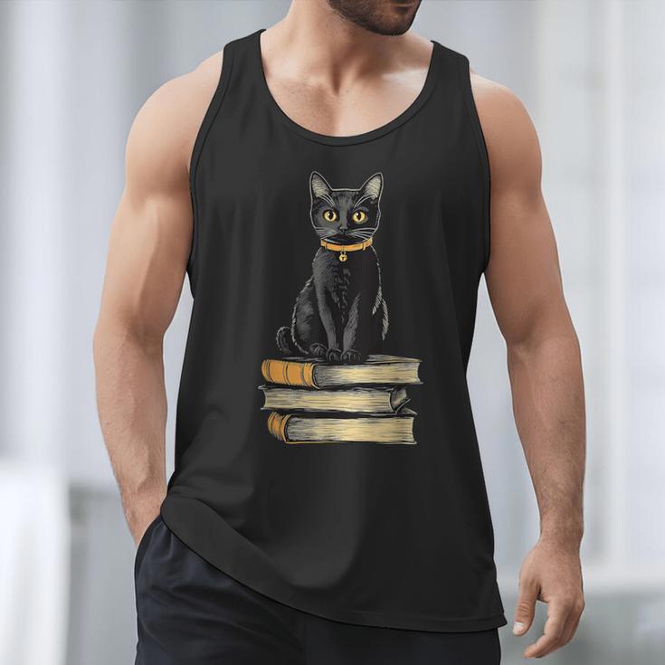 Cat Sitting On Books Men Tank Top
