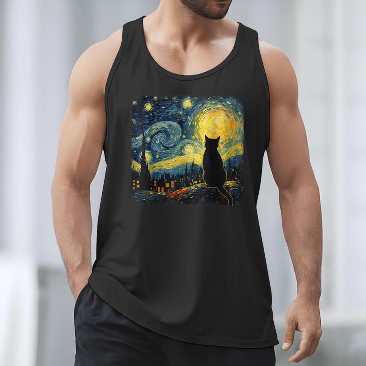Cat Starry Night Van Gogh Cat For Cat Lover Cat Mom Cat Dad Men Tank Top