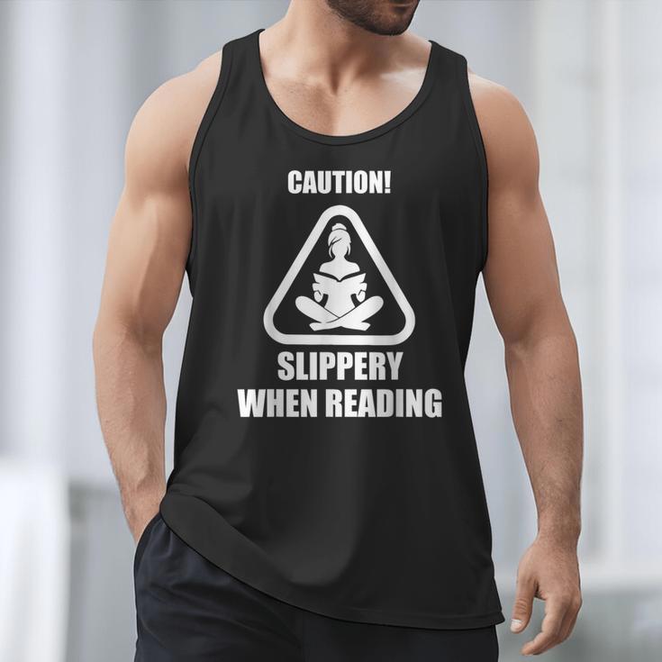 Caution Slippery When Reading Book Lover Men Tank Top