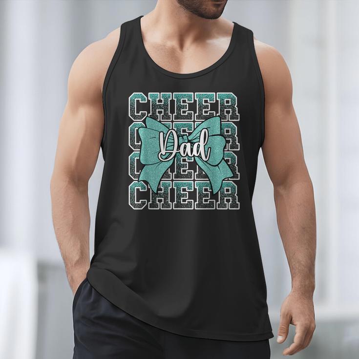 Cheer Dad Daddy Bow Sport Cheerleader Cheerleading Teal Blue Men Tank Top