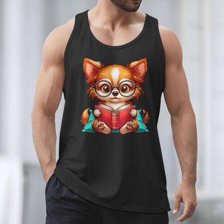 Chihuahua Reading a Book Dog Men Tank Top
