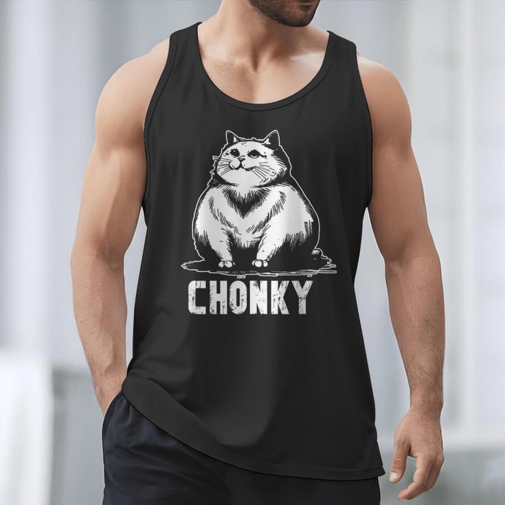 Chonk Fat And Hairy Cat Cats Kittens Dad Graphic Mom Funny Men Tank Top