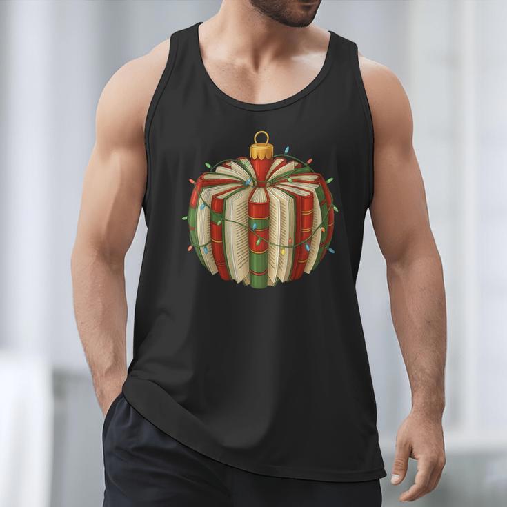 Christmas Book Ornament Lights Holiday Reading Lover Teacher Men Tank Top