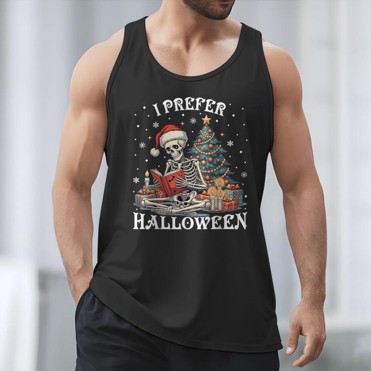 Christmas Outfit I Prefer Halloween Book Reading Skeleton Men Tank Top