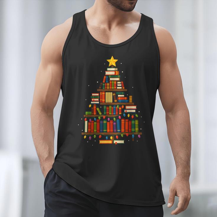 Christmas Tree Bookshelf Book Lover Library Men Women Kids Men Tank Top