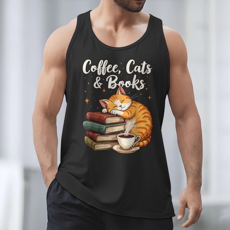 Coffee Cats & Books Lover For Women & Girls Coffee Men Tank Top