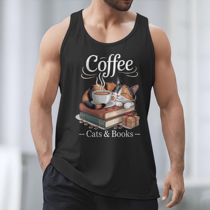 Coffee Cats And Books Cozy Calico Reader Love Cute Cat Men Tank Top Coffee Cats And Books Cozy Calico Reader Love Cute Cat Men Tank Top