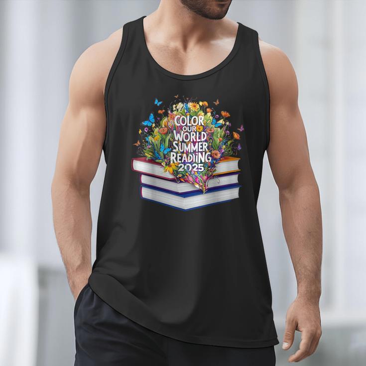 Color Our World Summer Reading 2025 Cute Book Wildflowers Men Tank Top