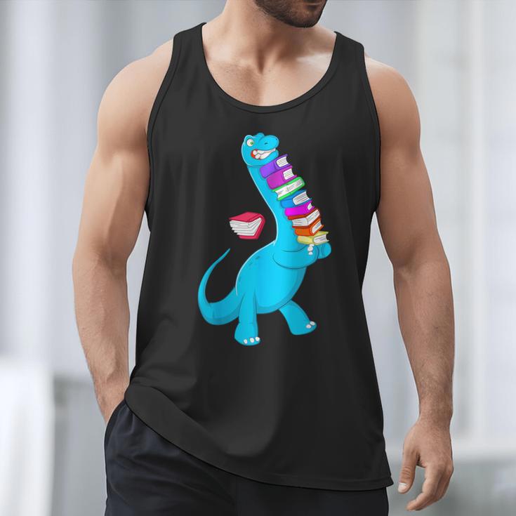 Cool Dinosaur Books Art For Men Women Libarian Book Lover Men Tank Top