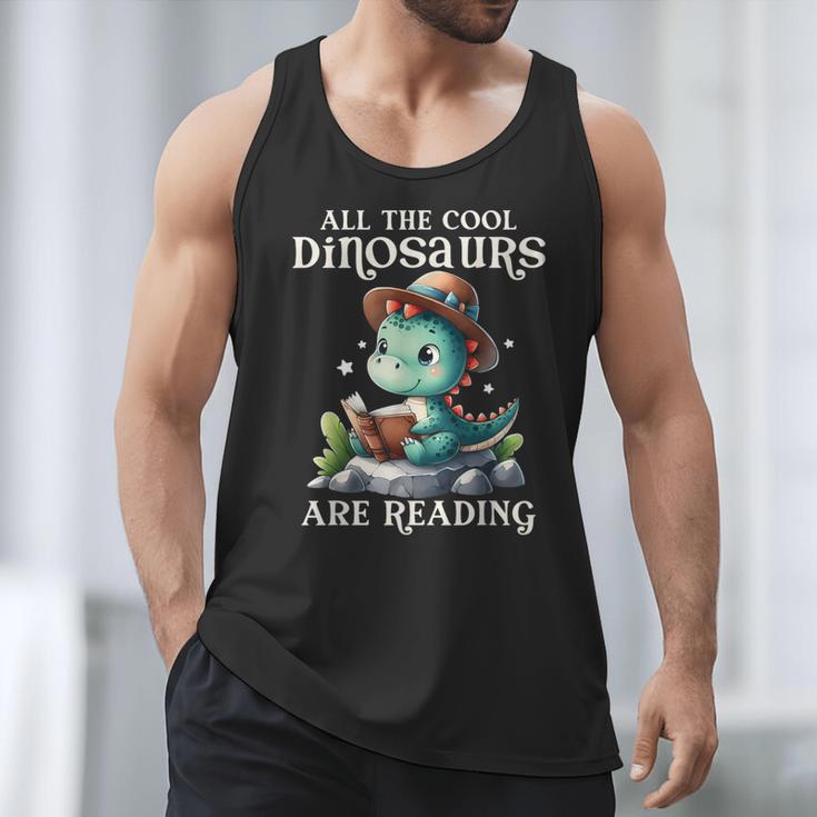 All The Cool Dinosaurs Are Reading Book Reader T-Rex Kawaii Men Tank Top