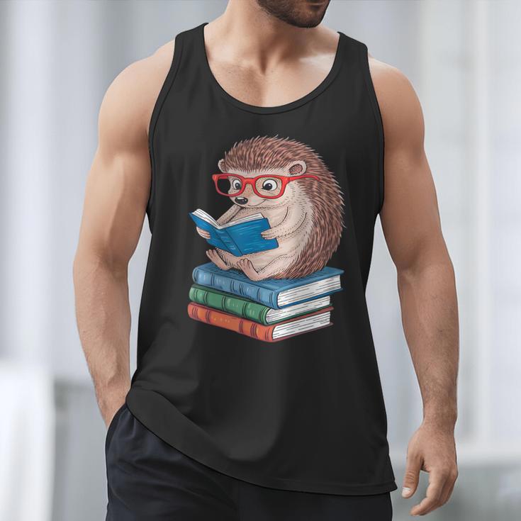 Cool Hedgehog Book Nerd Readers Men Tank Top