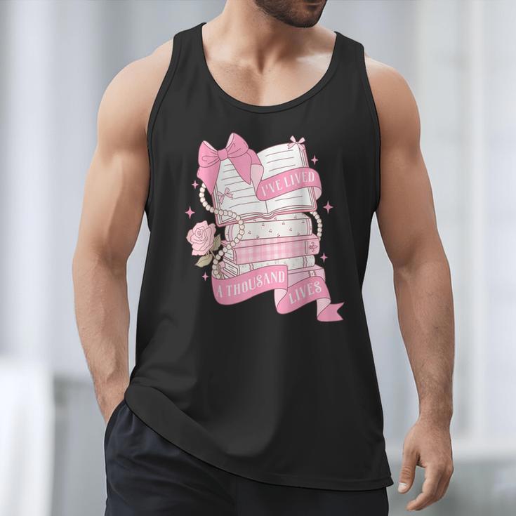 Coquette Reading Book Lover Pink Bow Bookish Mom & Daughter Men Tank Top