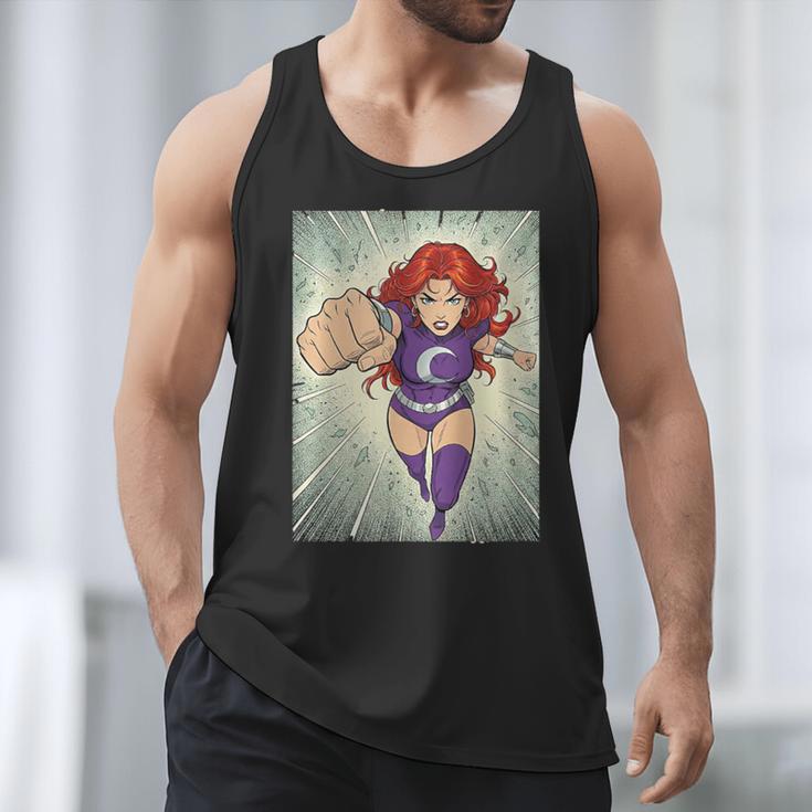 The Crimson Crescent 90s Retro Comic Book Superheroine Art Men Tank Top