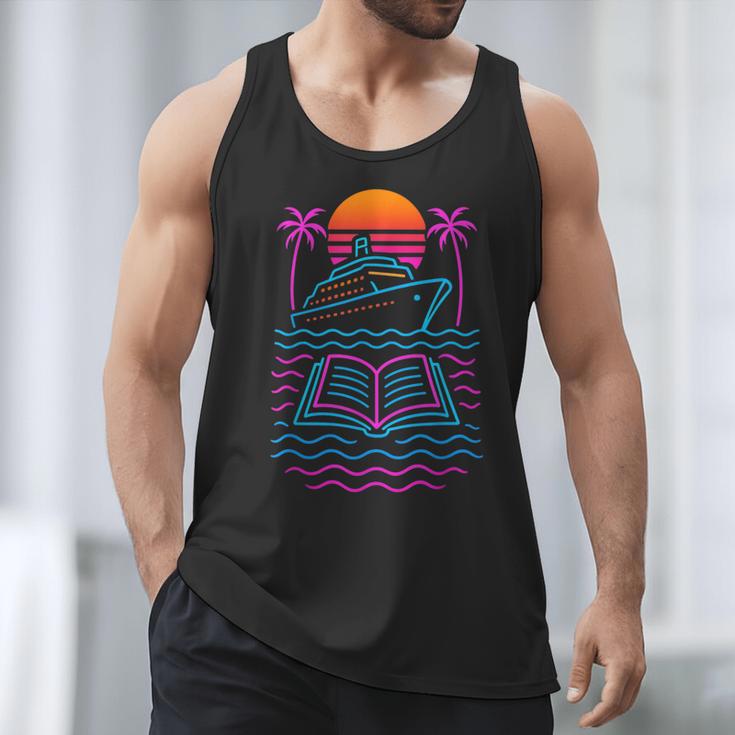 Cruise Ship Vacations Reading Book Lovers Sunset Men Tank Top
