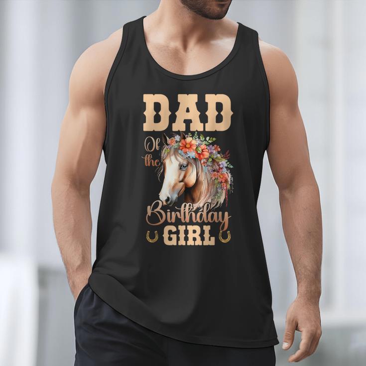 Cute Dad Of The Birthday Girl Horse Family Party Men Tank Top