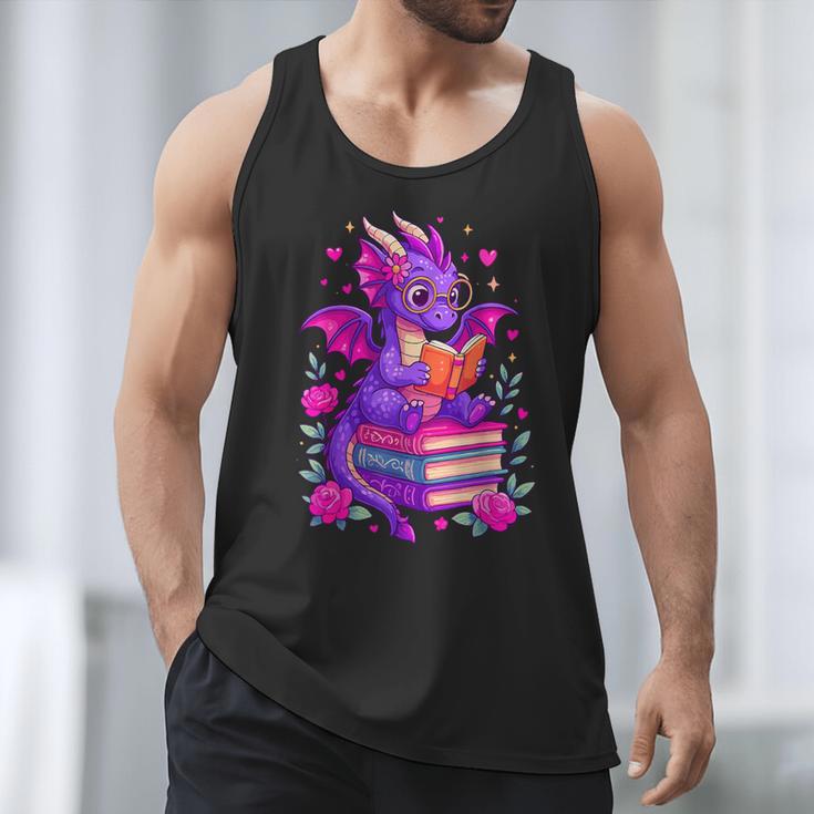 Cute Dragon Reading Books Bookworm Men Tank Top Cute Dragon Reading Books Bookworm Men Tank Top