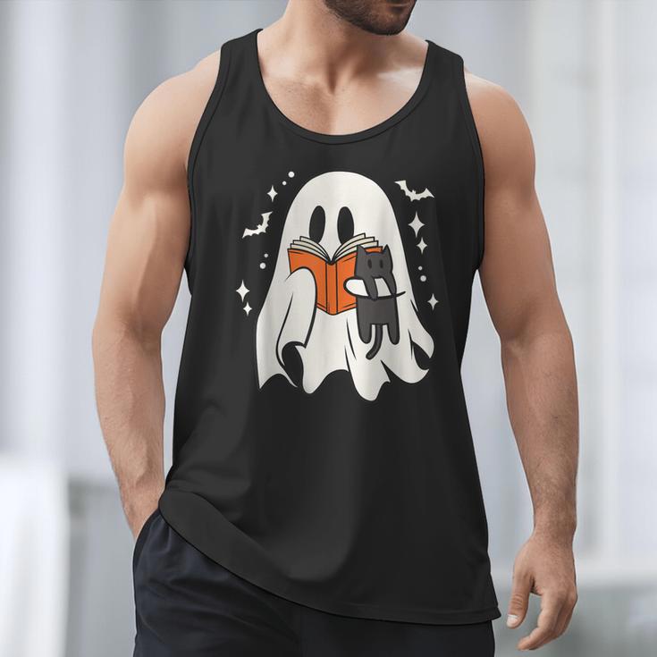 Cute Ghost Reading Book Spooky Season Halloween Costume Kids Men Tank Top