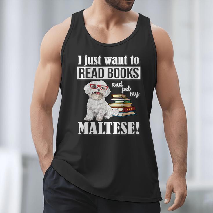 Cute Glasses Read Books & Pet My Maltese Lover Men Tank Top