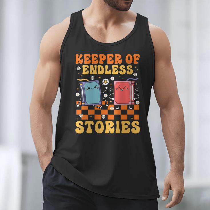 Cute Librarian Library Book Lover Keeper Of Endless Stories Men Tank Top