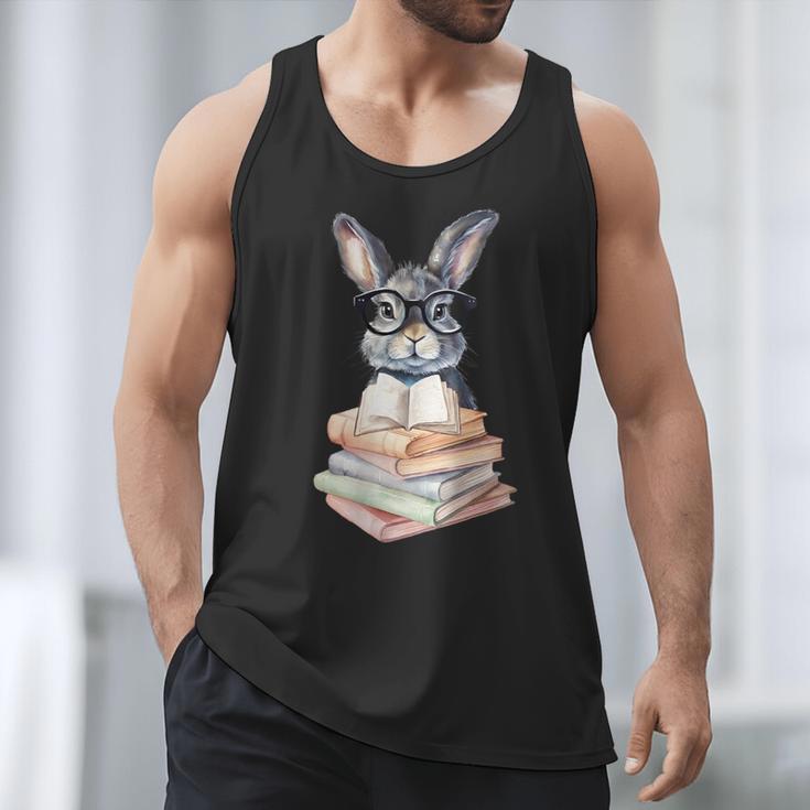 Cute Reading Bunny With Glasses Books Reader Book Bookworm Men Tank Top