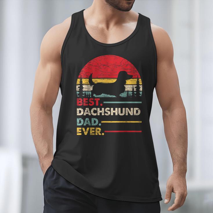 Dachshund Long Haired Best Dad Ever Dog Vintage Retro Men Tank Top