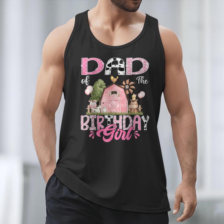 Dad Of The Birthday Girl 1St Birthday Pink Cow Farm Men Tank Top
