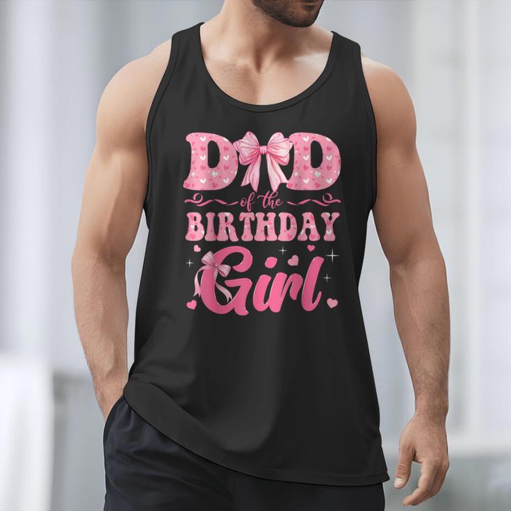 Dad Of The Birthday Girl Family Pink Coquette Bow Men Tank Top