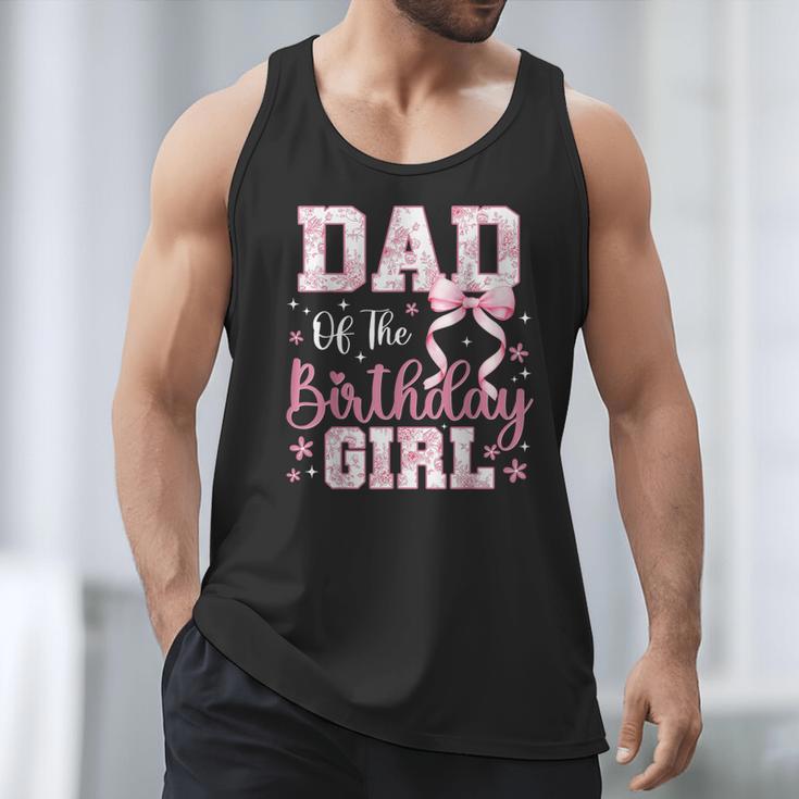 Dad Of The Birthday Girl Pink Bow Flower Birthday Girl Men Tank Top