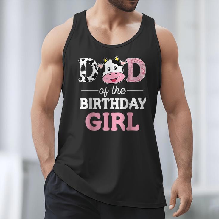Dad Of The Birthday Girl Shirt Farm Cow Daddy Papa 1st Men Tank Top