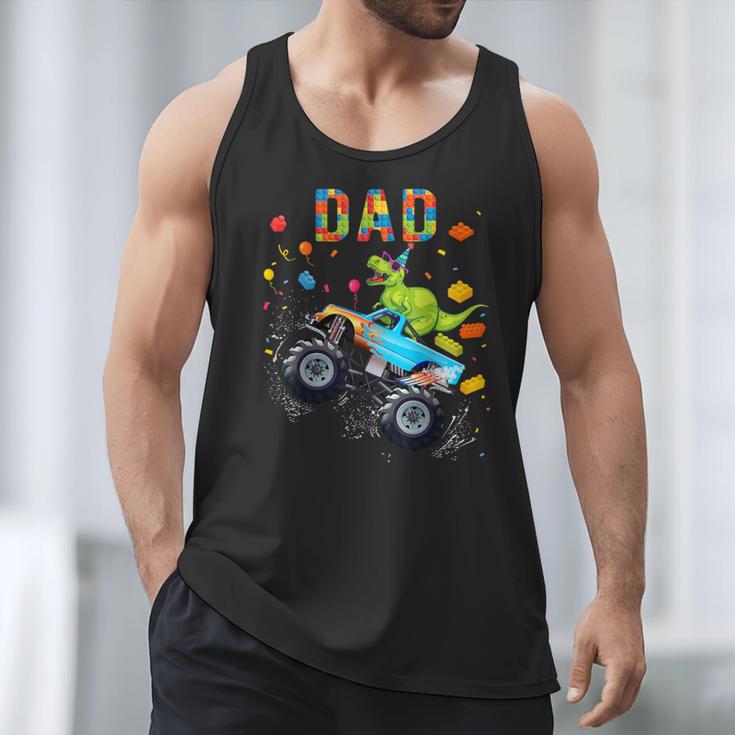 Dad Building Blocks Monster Truck Dinosaur Birthday Men Tank Top