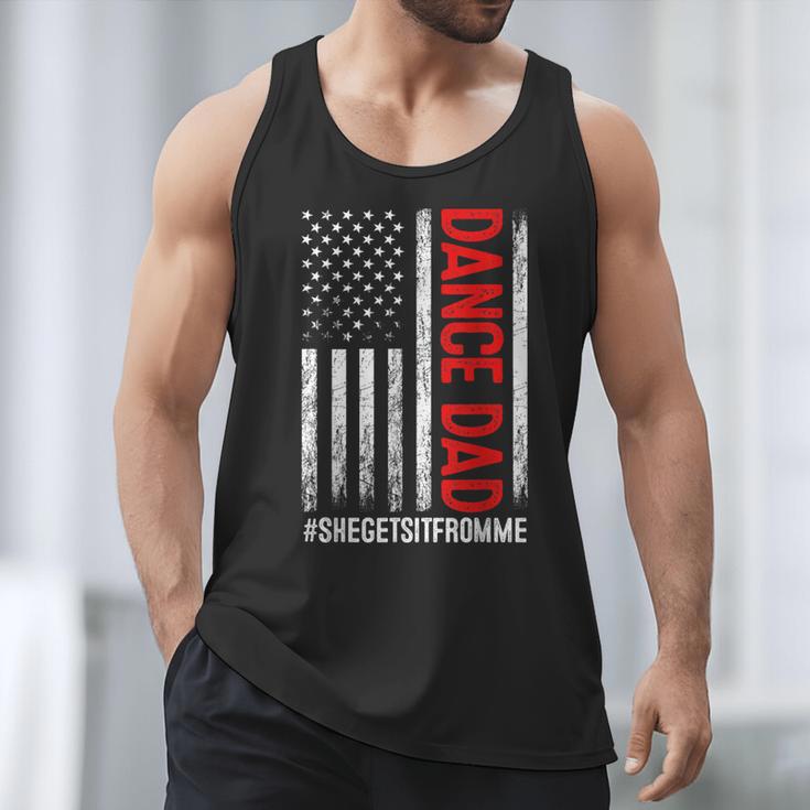 Dad Dance She Get It From Me Proud Dancer Dad USA Flag Men Men Tank Top