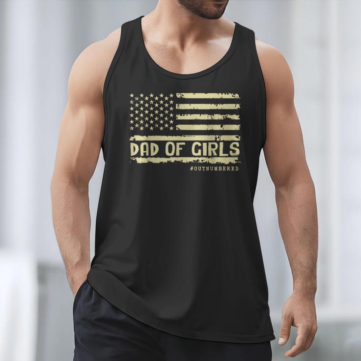 Dad Of Girls Outnumbered US Flag Father's Day Daughter Dad Men Tank Top