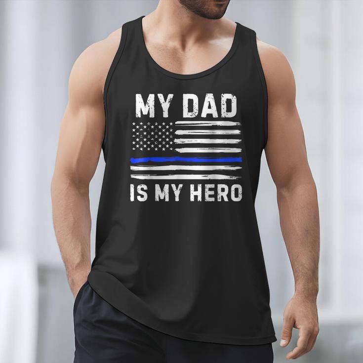 My Dad Is My Hero Police Officer Blue Line American Flag Men Tank Top
