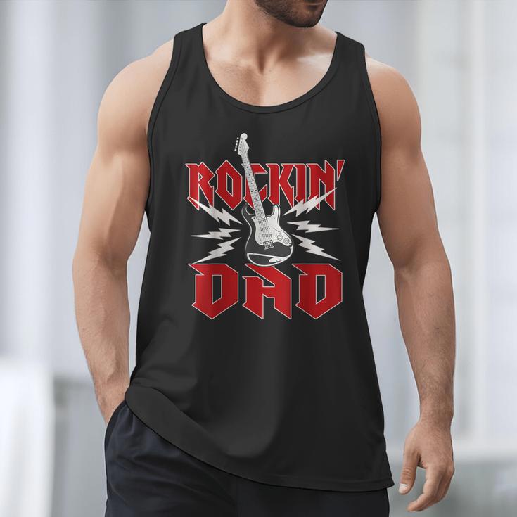 Dad Rockin One Birthday Family Matching Rock Guitar Men Tank Top