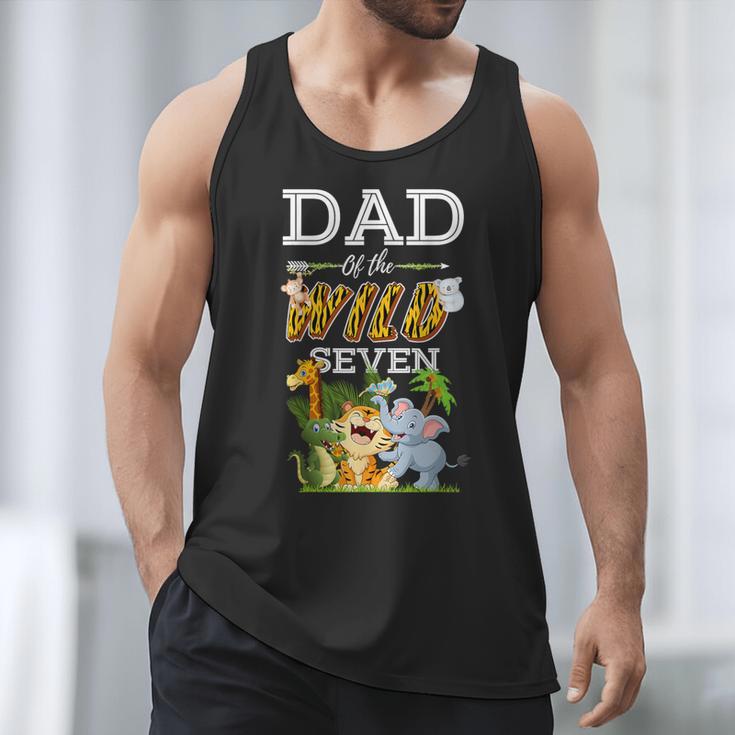 Dad Of The Wild Seven Animal Safari 7th Birthday Party Men Tank Top