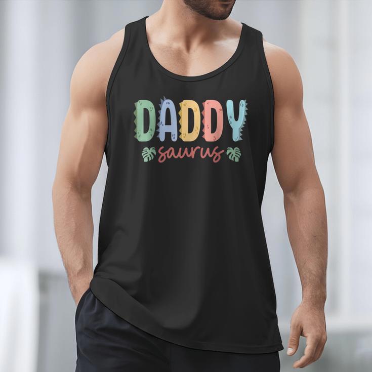 Daddy Saurus Dad Dinosaur Three Rex Birthday Boy Girl Family Men Tank Top