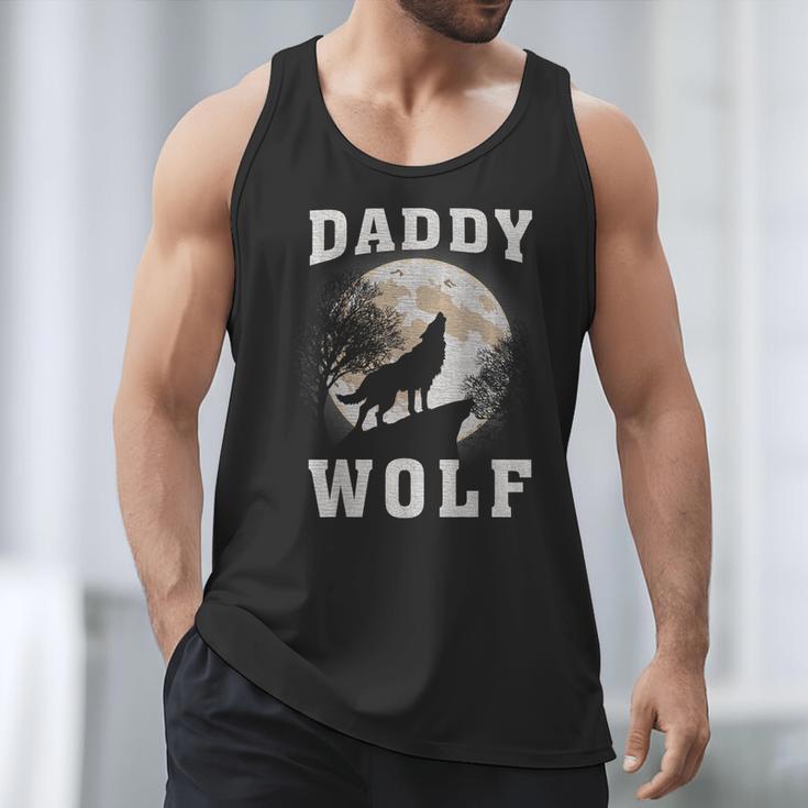 Daddy Wolf Wolves Dad Moon Fathers Day Men Tank Top