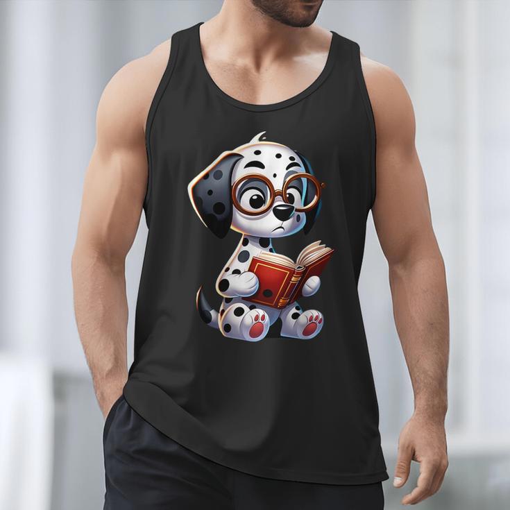 Dalmatian Reading a Book Dog Men Tank Top