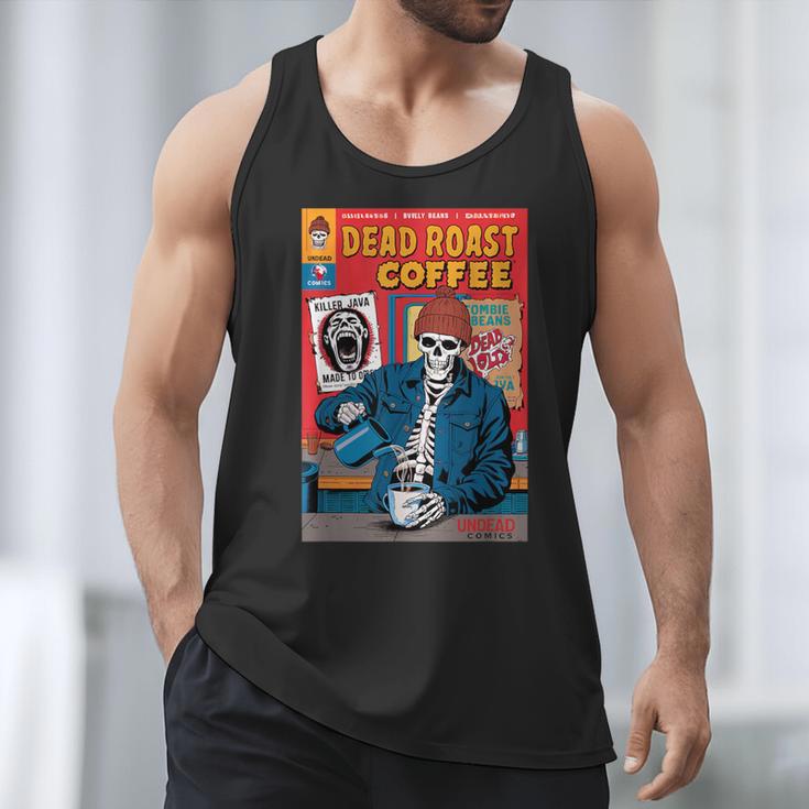 Dead Roast Coffee Comic Book Cover Style Skeleton Barista Men Tank Top